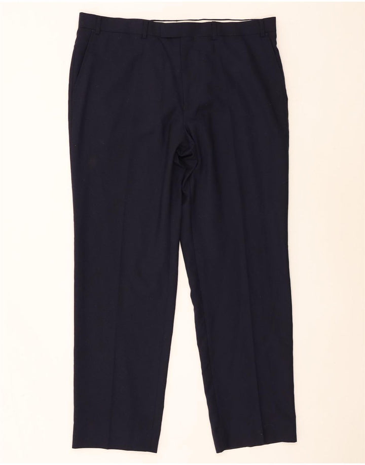 Marks & Spencer Mens Regular Fit Suit Trousers W38 L31 Navy Blue Wool