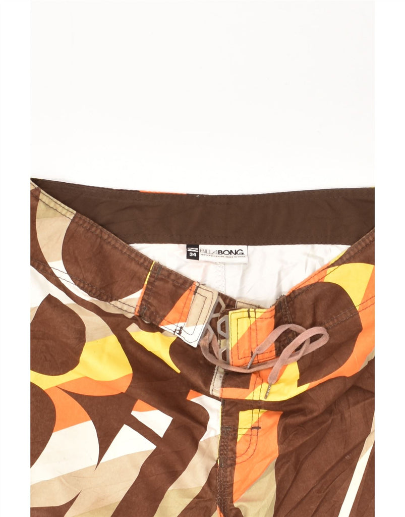 BILLABONG Mens Abstract Pattern Swimming Shorts Large Brown Polyester | Vintage Billabong | Thrift | Second-Hand Billabong | Used Clothing | Messina Hembry 