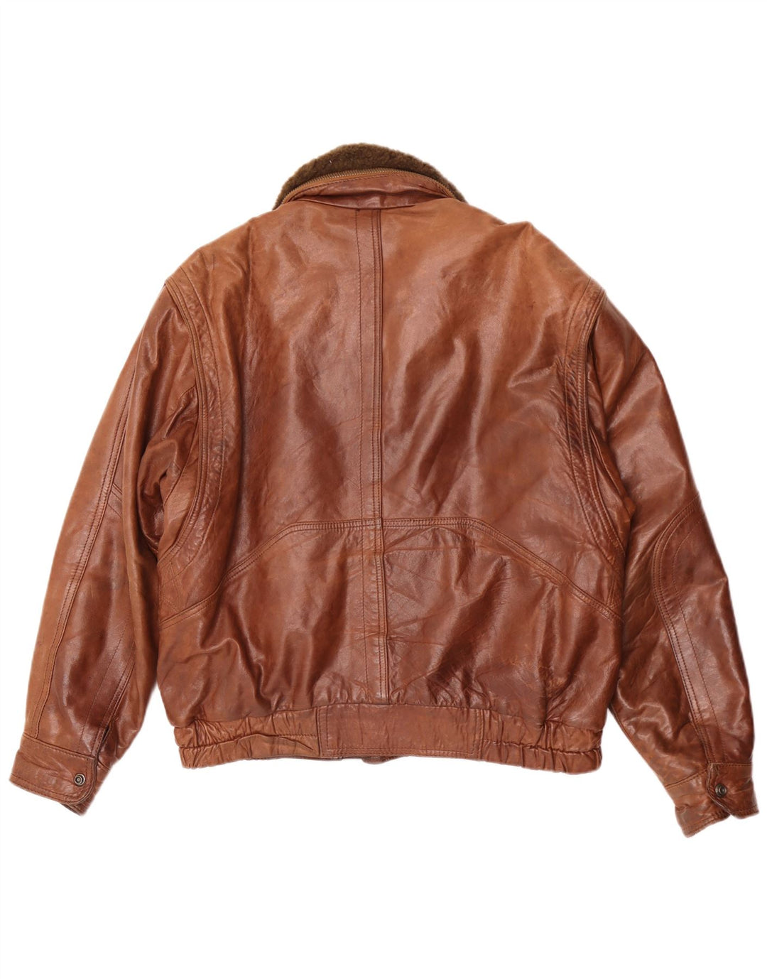 Vintage Mens Leather Jacket IT 50 Large Brown