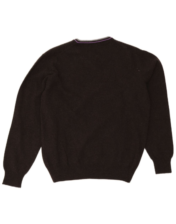 Fred Perry Mens V-Neck Jumper Sweater XL Black Wool