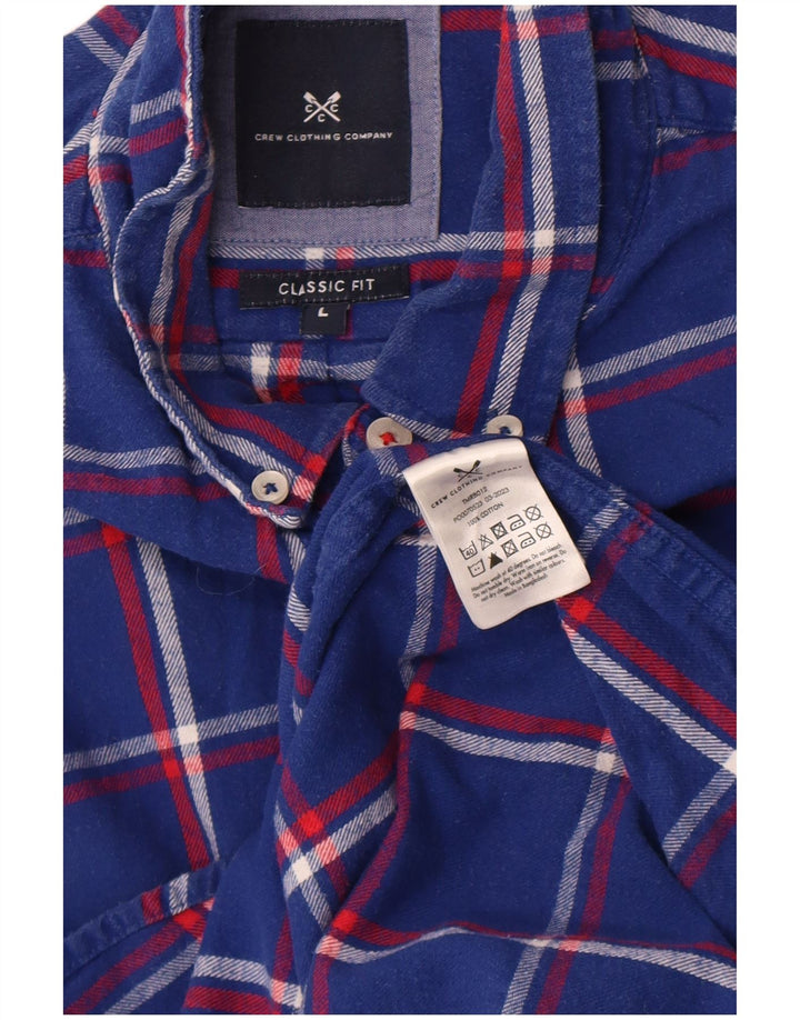 Crew Clothing Mens Regular Fit Flannel Shirt Large Blue Check Cotton