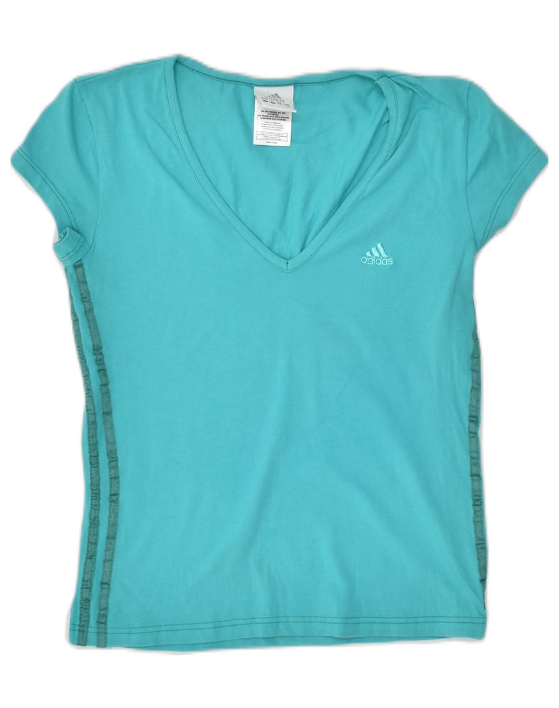 ADIDAS Womens T-Shirt Top UK 36- 38 Medium Blue Cotton | Vintage Adidas | Thrift | Second-Hand Adidas | Used Clothing | Messina Hembry 