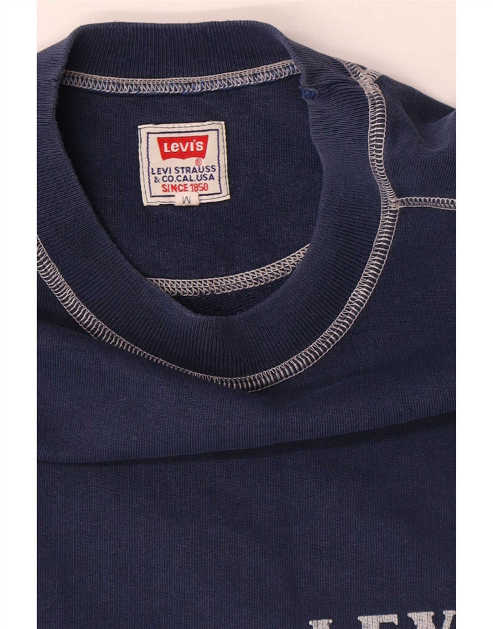 Levi's Mens Top Long Sleeve Medium Navy Blue Colourblock Cotton