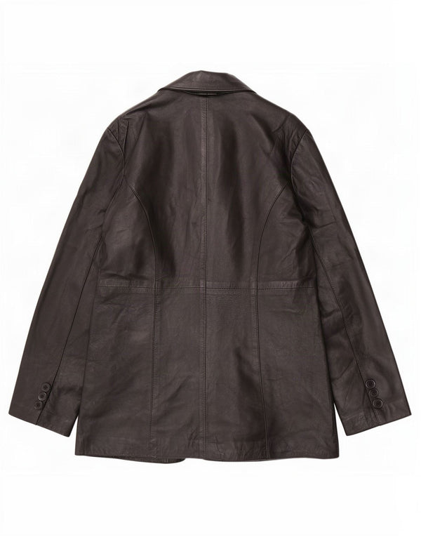 MDK Womens 6 Button Leather Blazer Jacket UK 18 XL Black