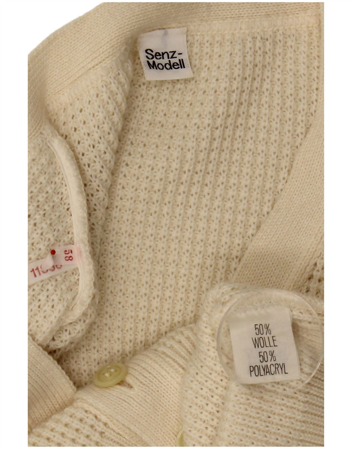 Vintage Mens Cardigan Sweater Medium Off White Wool