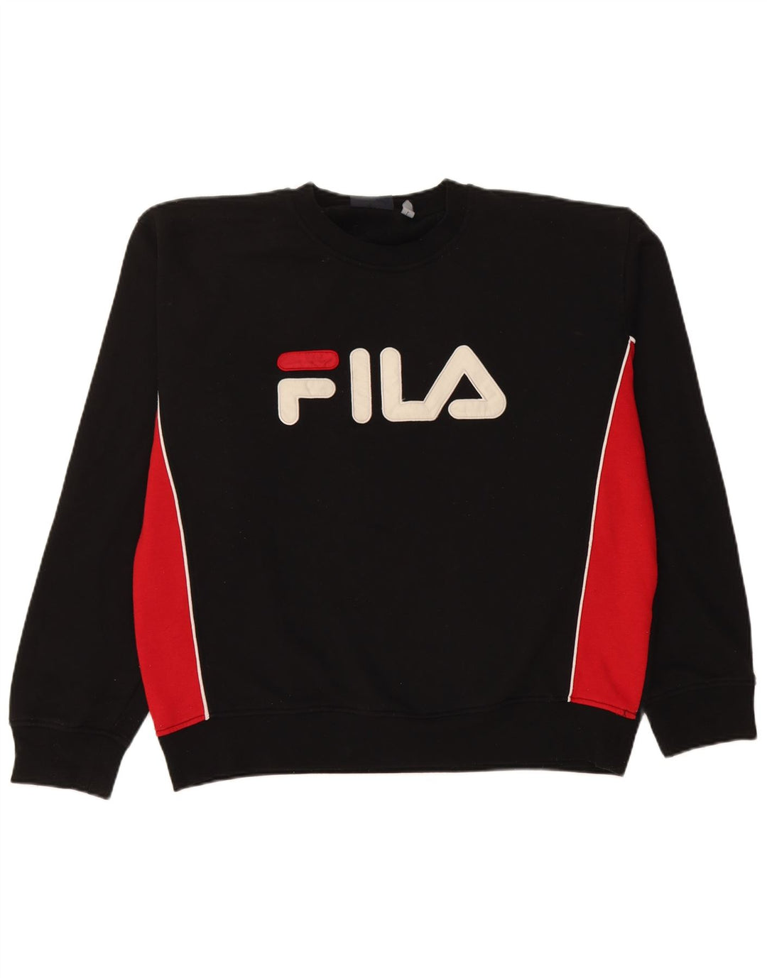 Fila Mens Graphic Sweatshirt Jumper Large Black Colourblock Polyester
