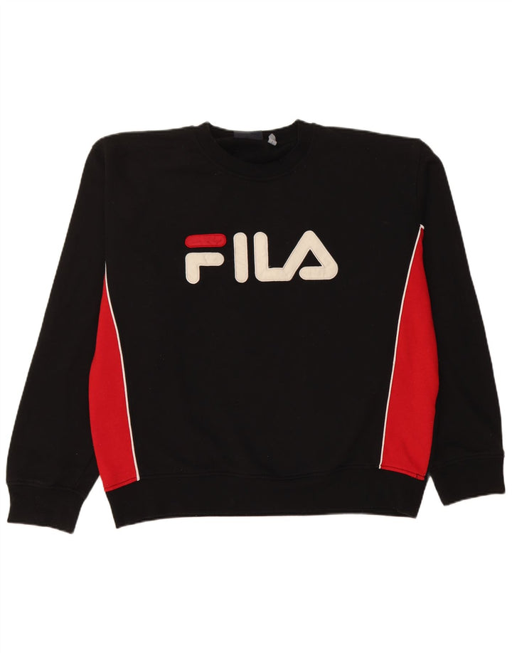Fila Mens Graphic Sweatshirt Jumper Large Black Colourblock Polyester