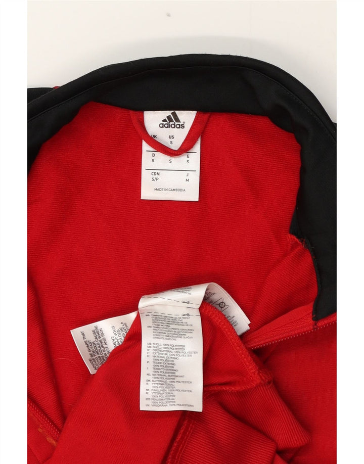 Adidas Mens Tracksuit Top Jacket Small Red Colourblock Polyester