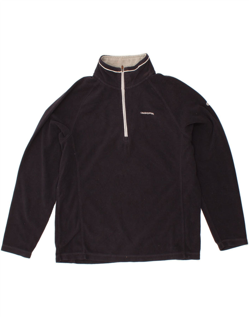 CRAGHOPPERS Mens Zip Neck Fleece Jumper Medium Navy Blue Polyester Vintage CRAGHOPPERS and Second-Hand CRAGHOPPERS from Messina Hembry 