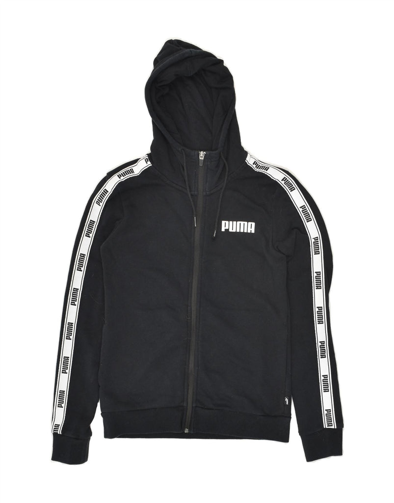 PUMA Womens Graphic Zip Hoodie Sweater UK 6 XS Black Cotton Vintage Puma and Second-Hand Puma from Messina Hembry 