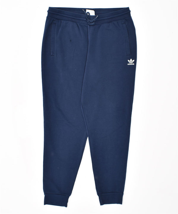 ADIDAS Mens Tracksuit Trousers Joggers XL Navy Blue Cotton