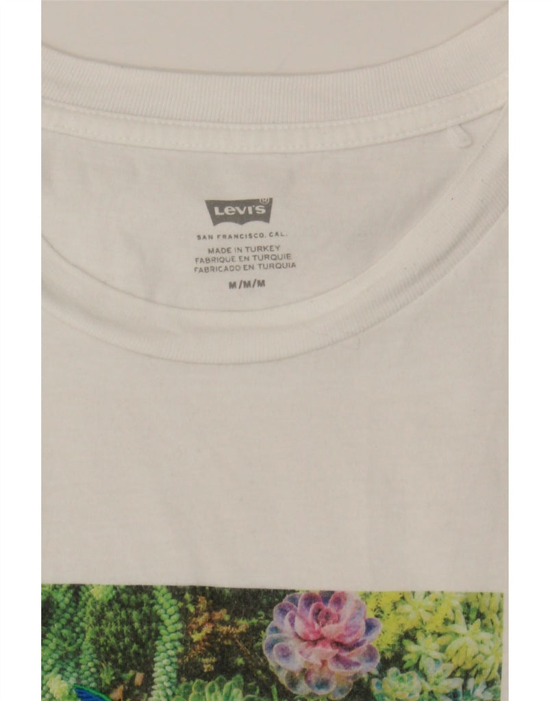 LEVI'S Womens Crop Graphic T-Shirt Top UK 12 Medium White Cotton Vintage Levi's and Second-Hand Levi's from Messina Hembry 