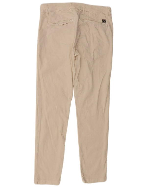 Zara Mens Slim Chino Trousers EU 42 Large W32 L30 Beige Cotton