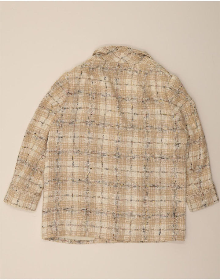 ELEGANCE PARIS Womens 5 Button Blazer Jacket UK 20 2XL Beige Check Vintage Elegance Paris and Second-Hand Elegance Paris from Messina Hembry 