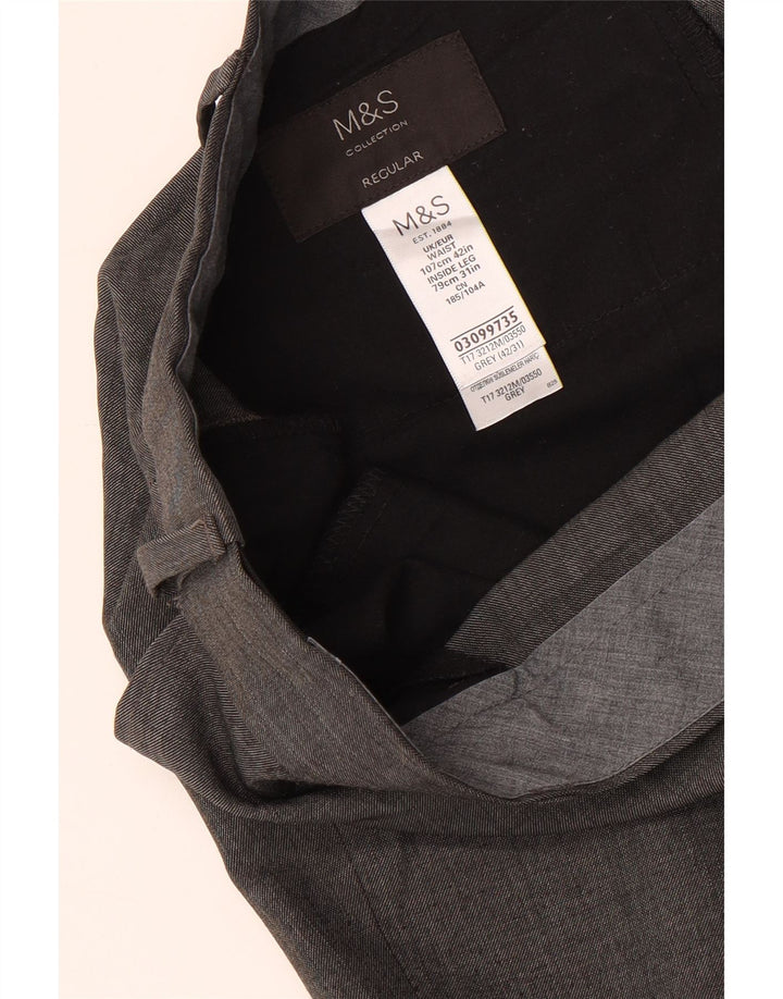 MARKS & SPENCER Mens Straight Suit Trousers W42 L31 Grey Polyester