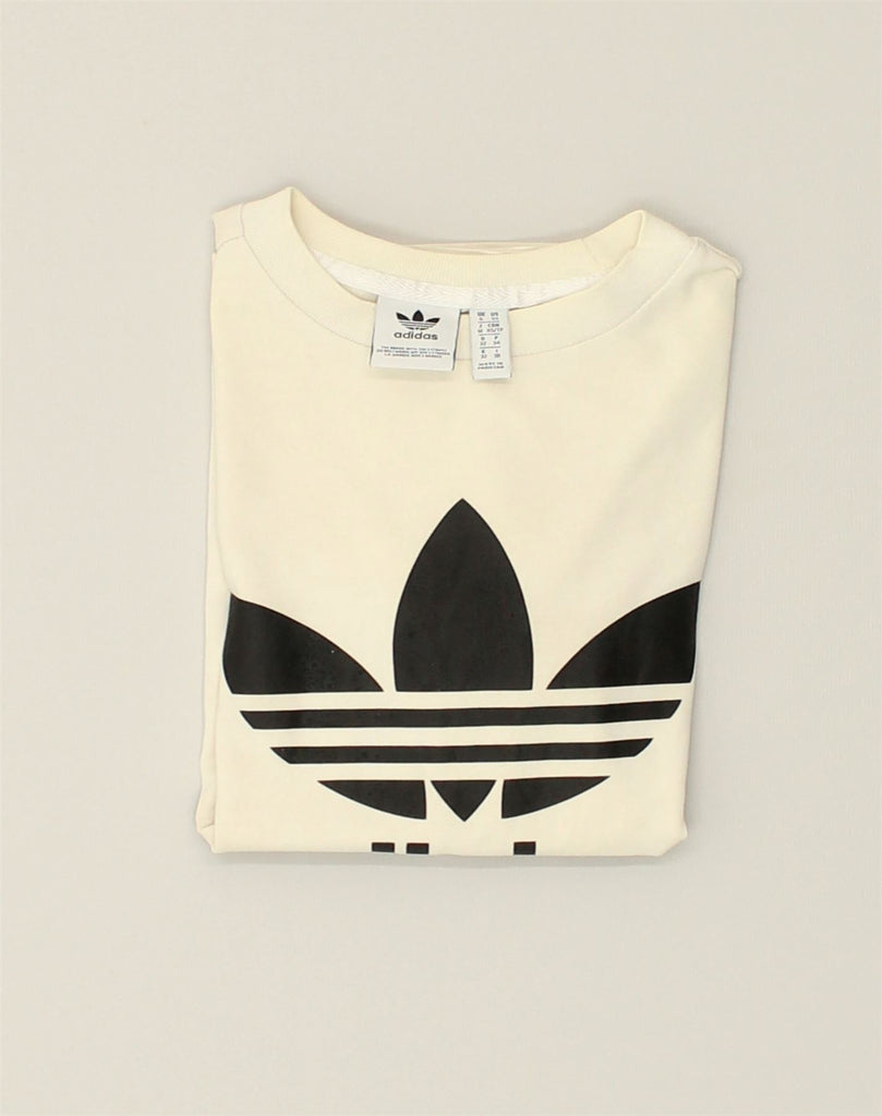 ADIDAS Womens Graphic T-Shirt Top UK 6 XS White | Vintage Adidas | Thrift | Second-Hand Adidas | Used Clothing | Messina Hembry 