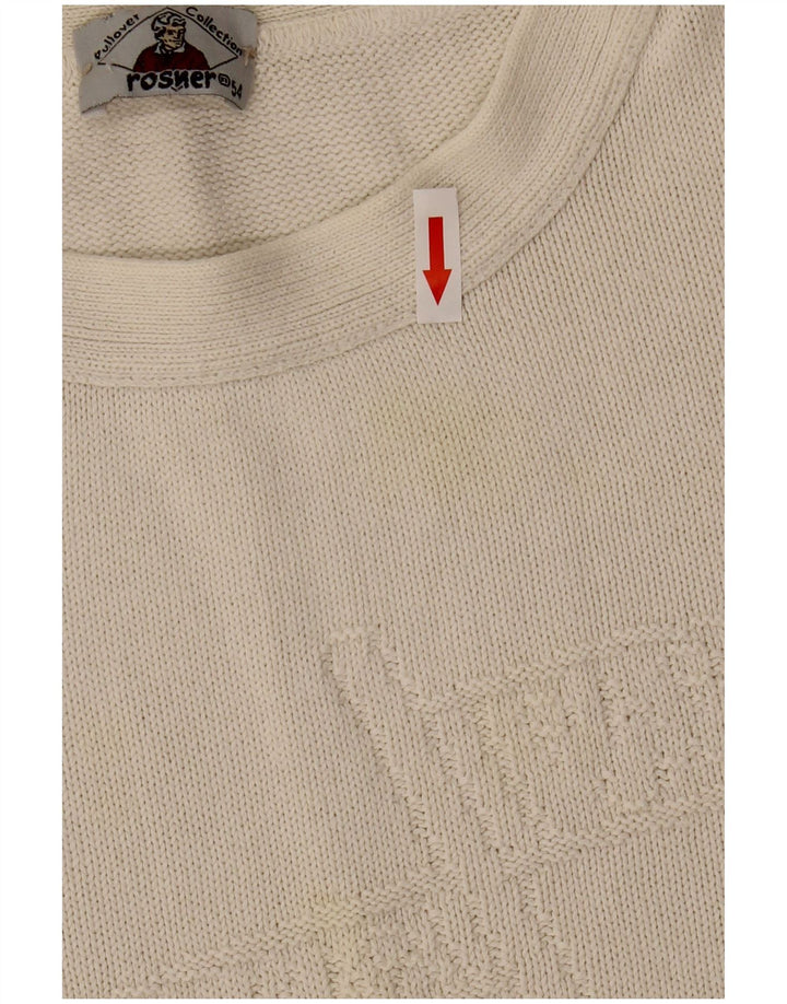 Rosner Womens Graphic Crew Neck Jumper Sweater IT 54 3XL Off White