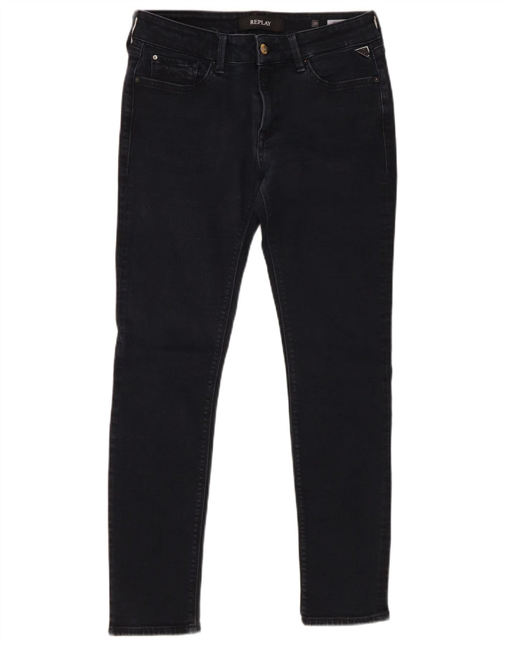 REPLAY Womens New Luz Skinny Jeans W29 L28 Black Cotton