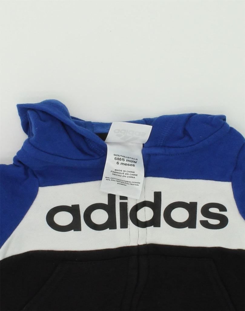 ADIDAS Baby Boys Graphic Zip Neck Jumper Sweater 3-6 Months Blue | Vintage Adidas | Thrift | Second-Hand Adidas | Used Clothing | Messina Hembry 