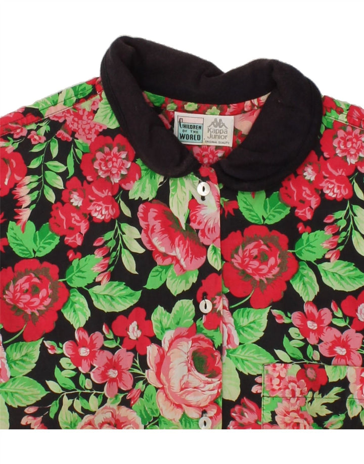 KAPPA Girls Short Sleeve Shirt Dress 15-16 Years Red Floral Cotton Vintage Kappa and Second-Hand Kappa from Messina Hembry 