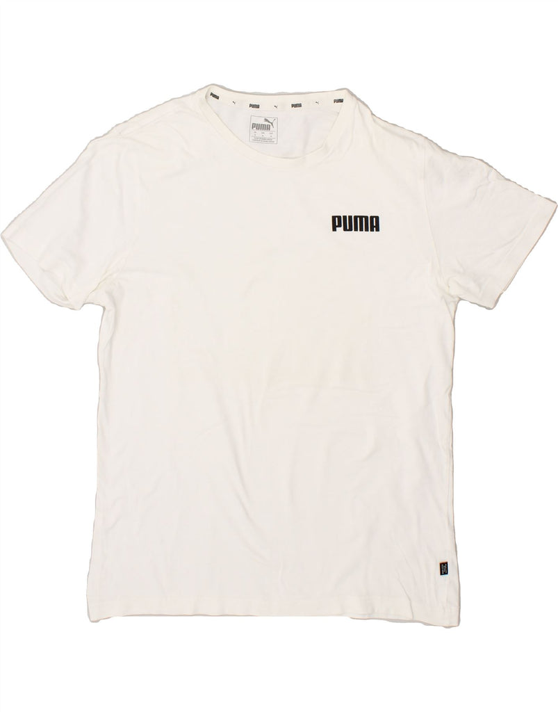 PUMA Mens T-Shirt Medium White | Vintage Puma | Thrift | Second-Hand Puma | Used Clothing | Messina Hembry 