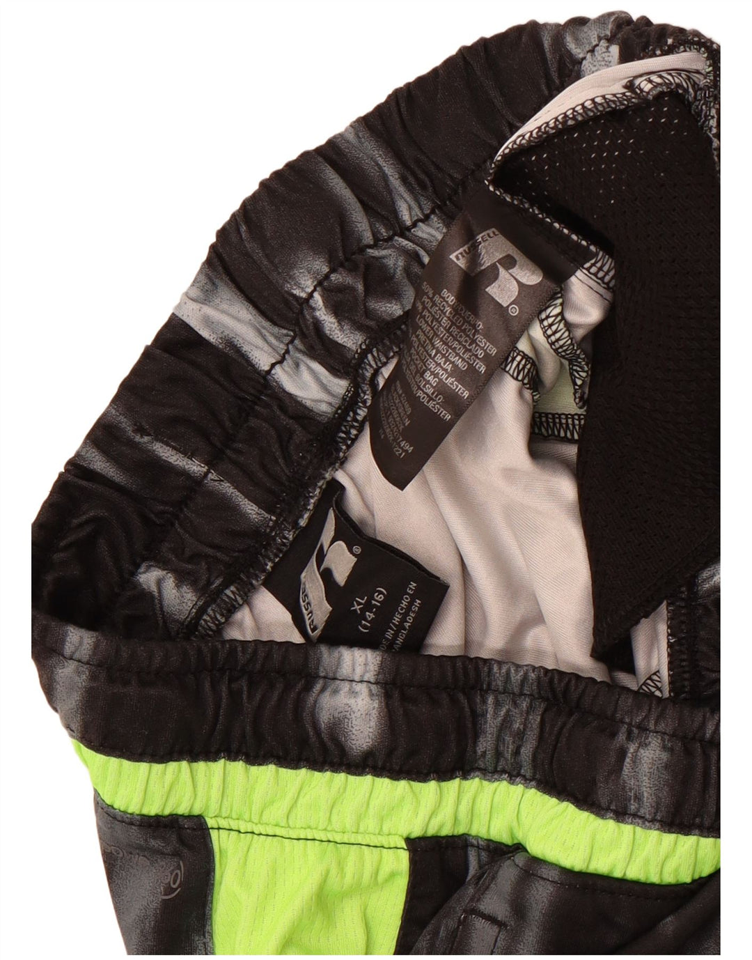 Russell Athletic Boys Sport Shorts 14-15 Years XL  Black Tie Dye Polyester