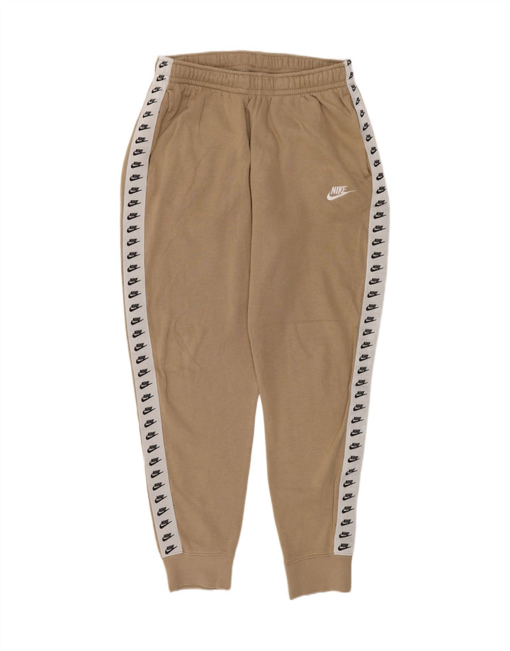 Nike Womens Tracksuit Trousers Joggers UK 14 Medium Beige Colourblock