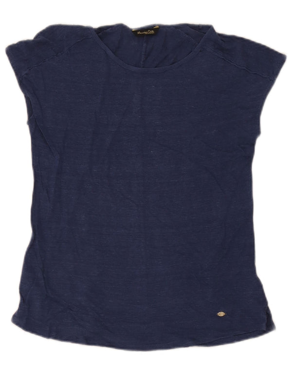 Massimo Dutti Womens T-Shirt Top UK 6 XS Navy Blue Flecked