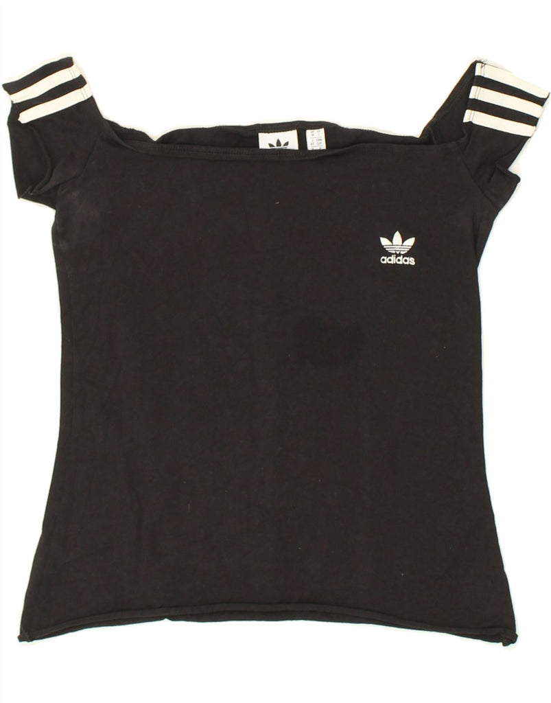 ADIDAS Womens T-Shirt Top UK 10 Small Black | Vintage Adidas | Thrift | Second-Hand Adidas | Used Clothing | Messina Hembry 