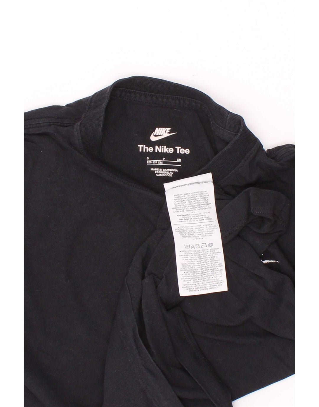 Nike Boys T-Shirt Top 8-9 Years Small Black Cotton