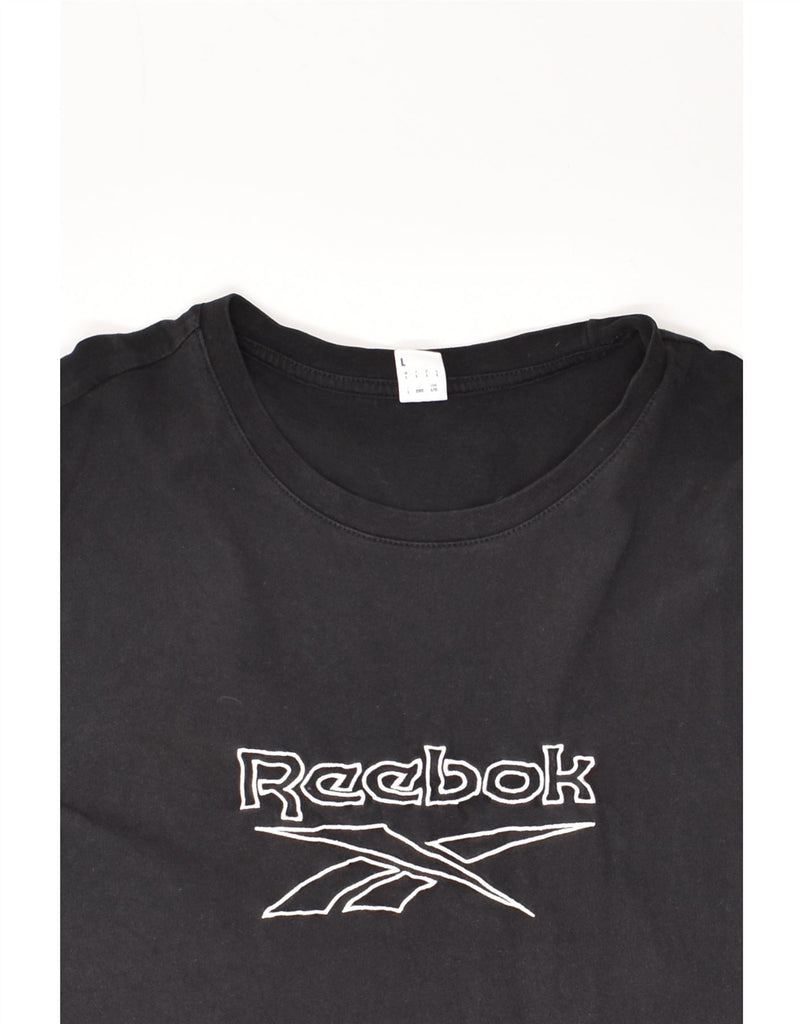 REEBOK Mens Graphic T-Shirt Top Large Black Cotton | Vintage Reebok | Thrift | Second-Hand Reebok | Used Clothing | Messina Hembry 