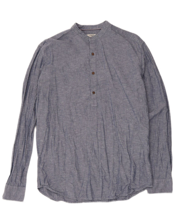 Jack & Jones Mens Slim Fit Pullover Shirt Medium Blue Flecked Cotton