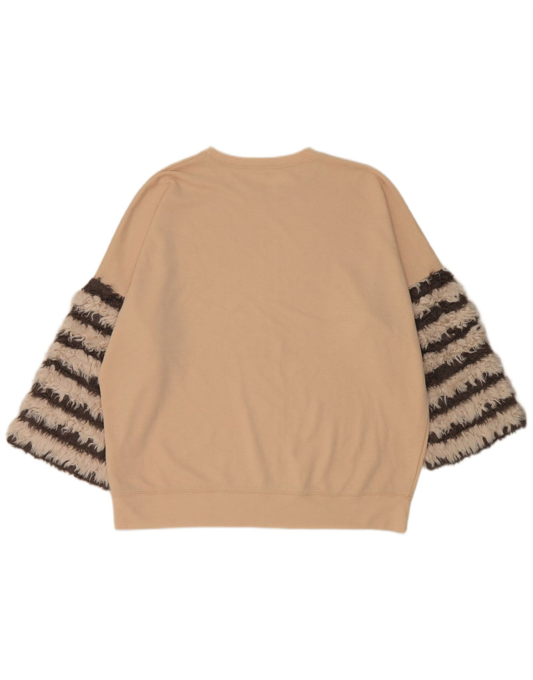 Zara Womens 3/4 Sleeve Oversized Sweatshirt Jumper UK 14 Medium Beige