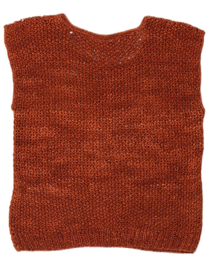 Vintage Womens Crochet Vest Tank Top UK 12 Medium Brown