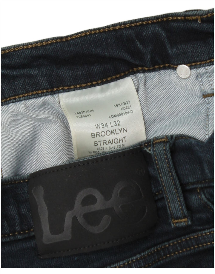 LEE Mens Brooklyn Straight Jeans W34 L32  Blue Cotton