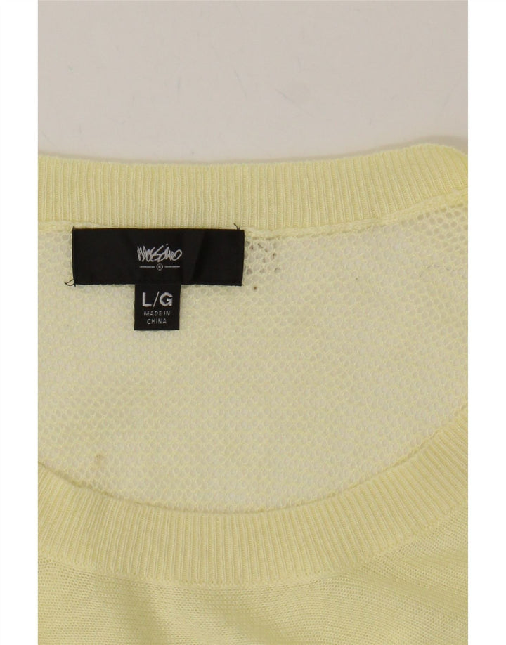 MOSSIMO Womens Short Sleeve Boat Neck Jumper Sweater UIK 16 Large Yellow Vintage Mossimo and Second-Hand Mossimo from Messina Hembry 