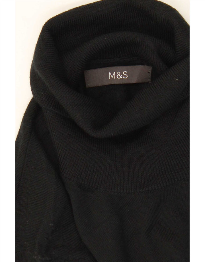 Marks & Spencer Mens Roll Neck Jumper Sweater Medium Black Merino Wool