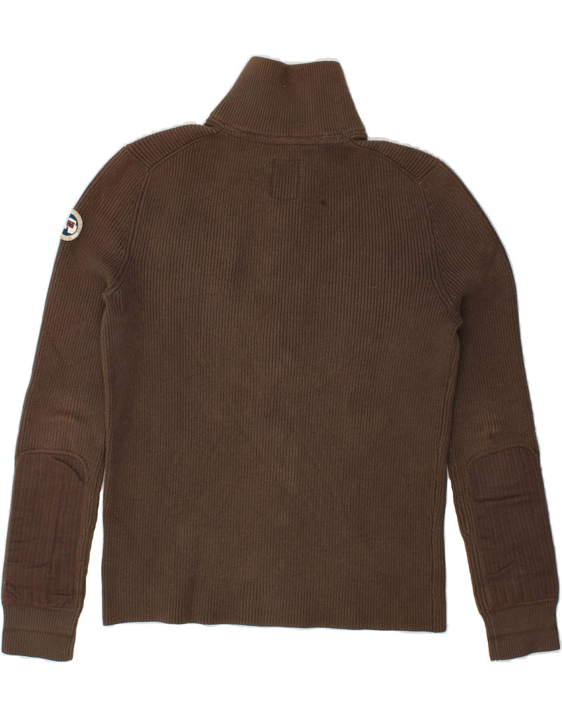 NAPAPIJRI Mens Graphic Cardigan Sweater Large Brown Cotton | Vintage Napapijri | Thrift | Second-Hand Napapijri | Used Clothing | Messina Hembry 