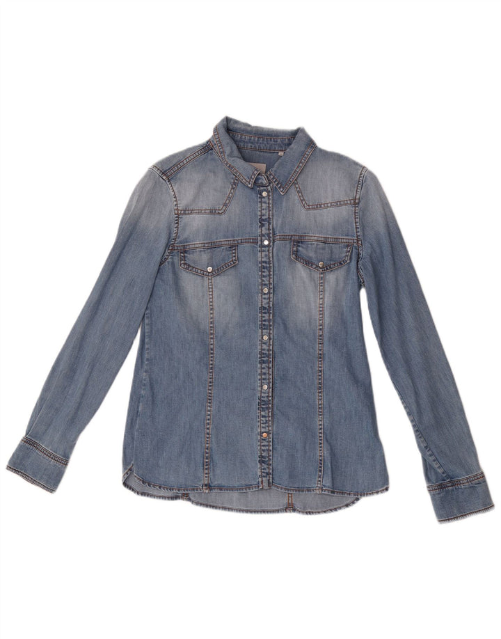 Marella Womens Denim Shirt UK 10 Small Blue Cotton