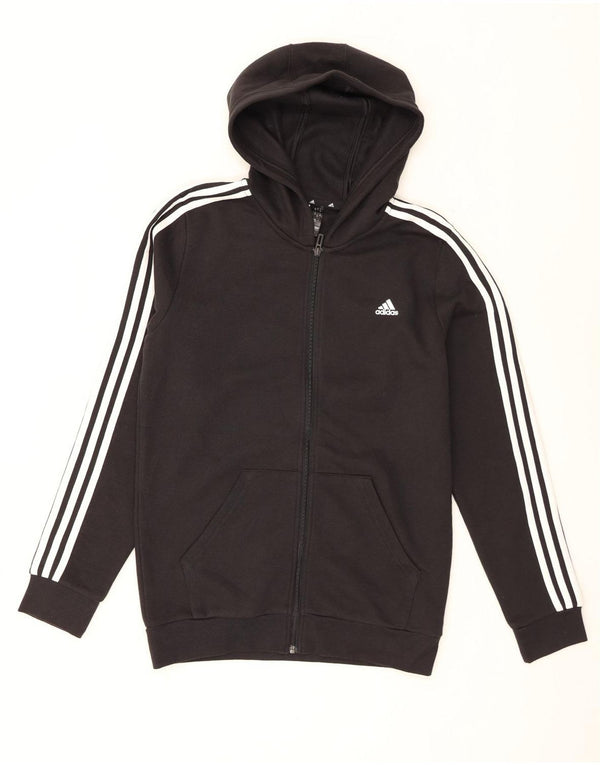 Adidas Boys Zip Hoodie Sweater 15-16 Years Black Cotton