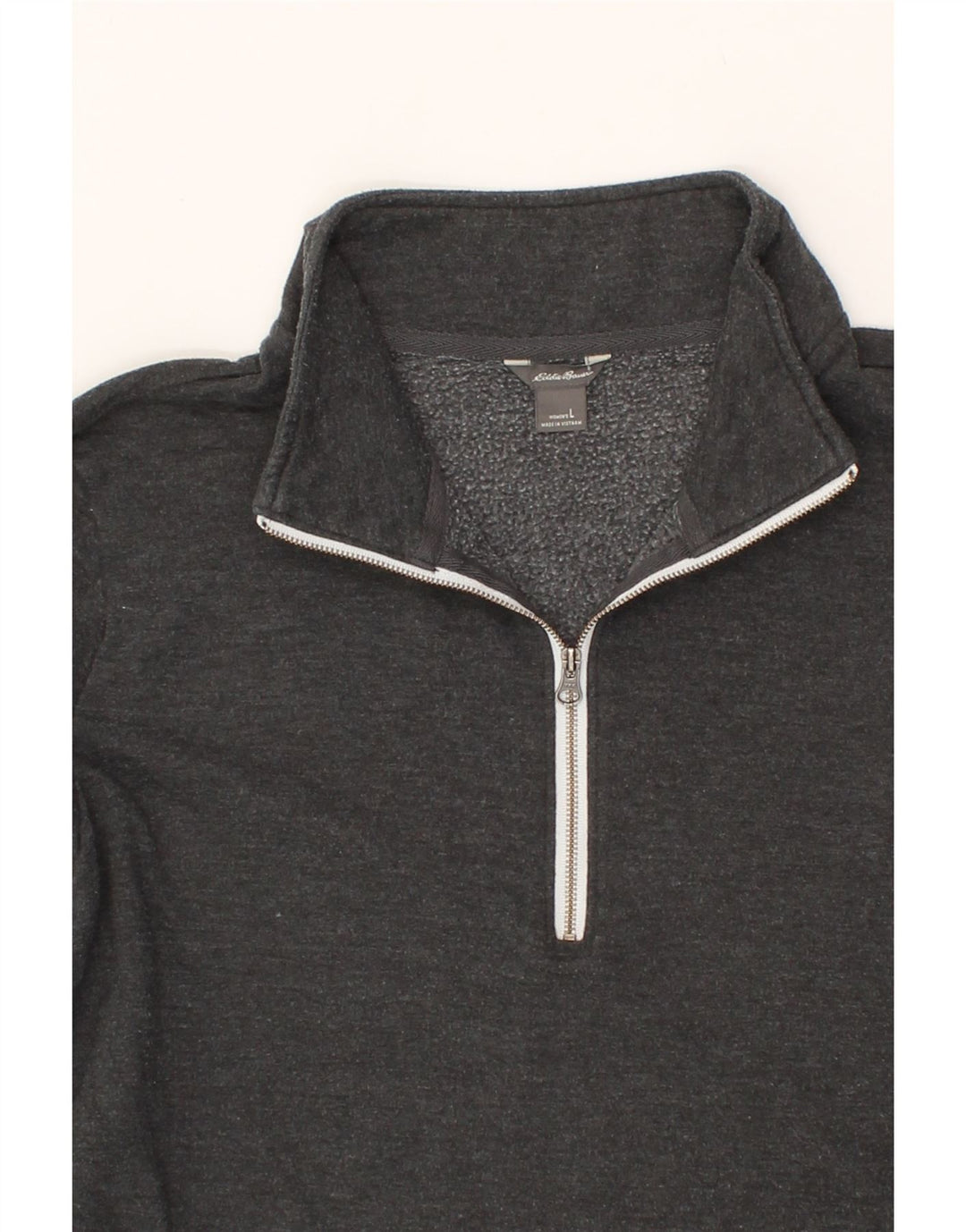 EDDIE BAUER Womens Zip Neck Sweatshirt Jumper UK 16 Large Grey Cotton Vintage Eddie Bauer and Second-Hand Eddie Bauer from Messina Hembry 