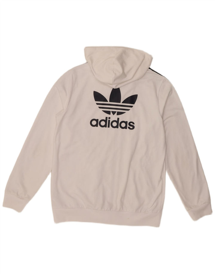 Adidas Boys Graphic Zip Hoodie Sweater 15-16 Years White Polyester