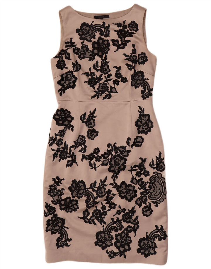 COAST Womens Sleeveless Sheath Dress UK 14 Medium Grey Floral Polyester