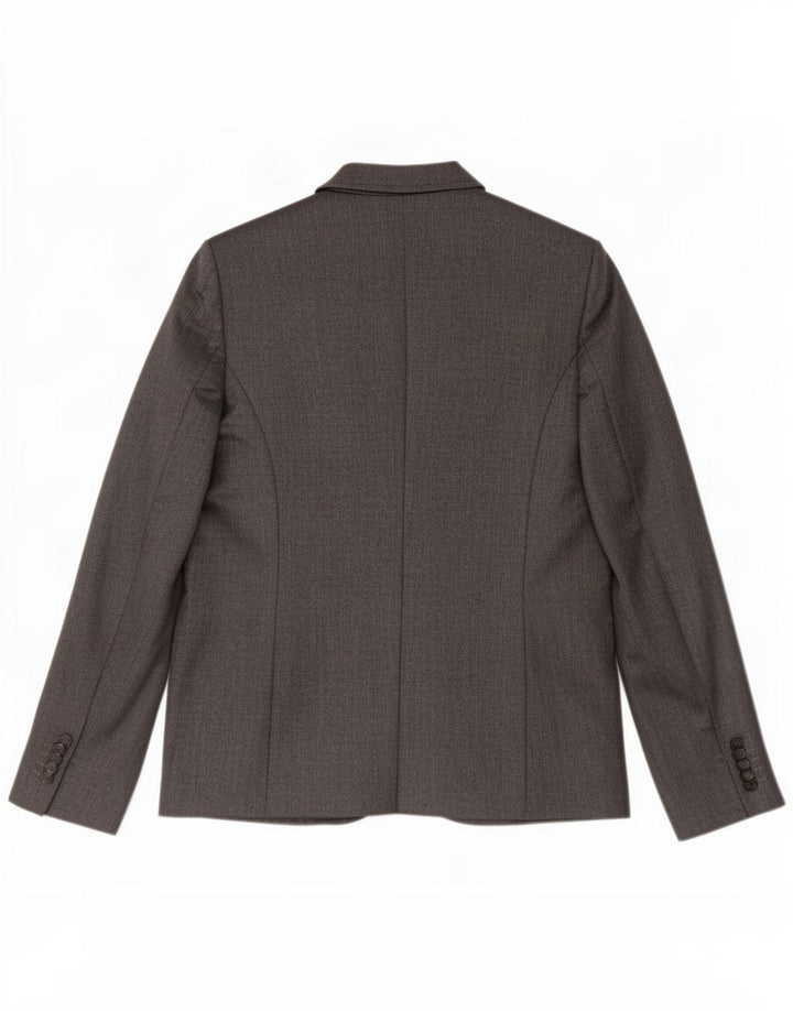 Benetton Womens 2 Button Blazer Jacket UK 10 Small Grey Herringbone