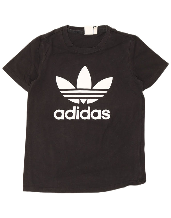Adidas Womens Graphic T-Shirt Top UK 10 Small Black Cotton