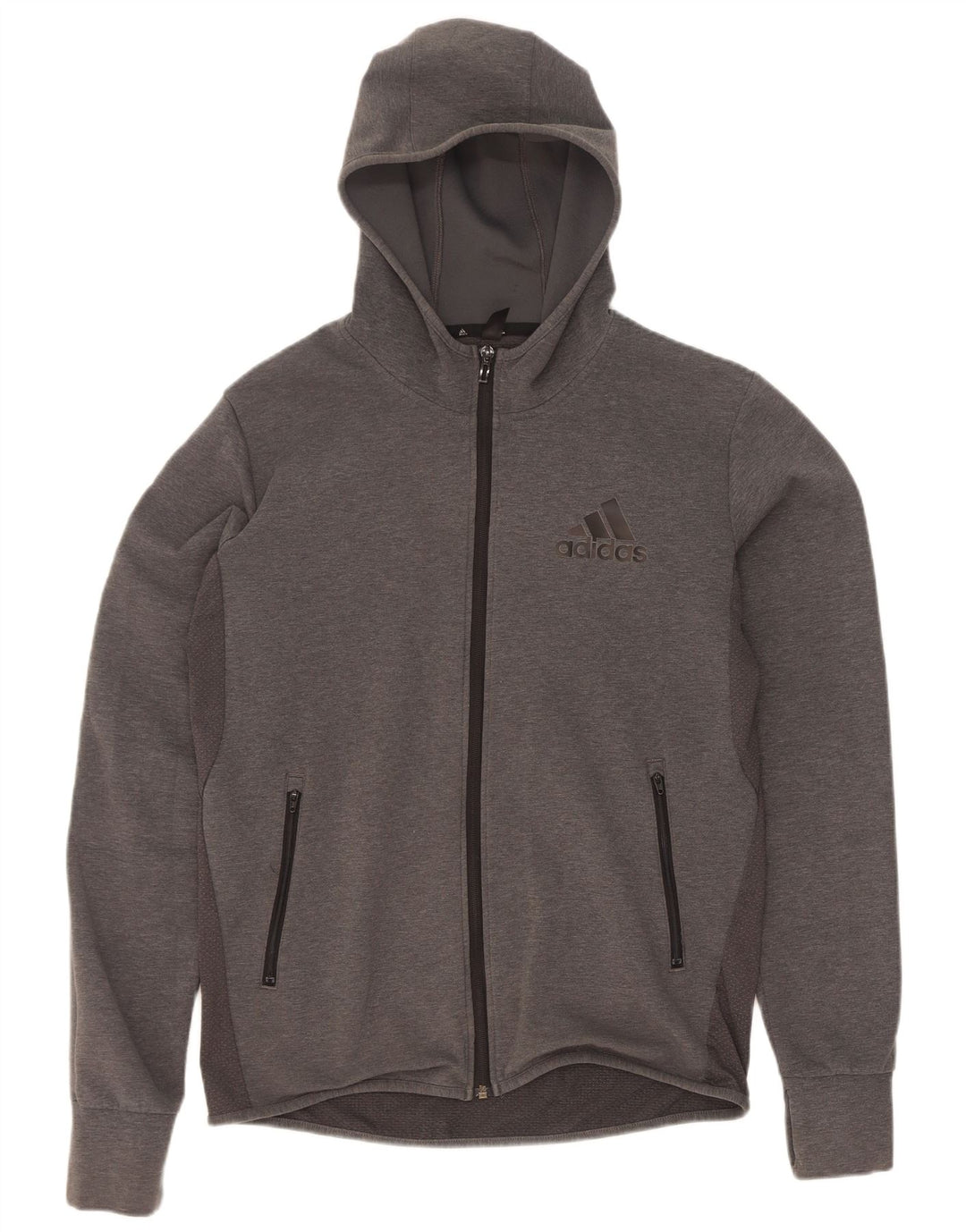 Adidas Mens Zip Hoodie Sweater Medium Grey Cotton