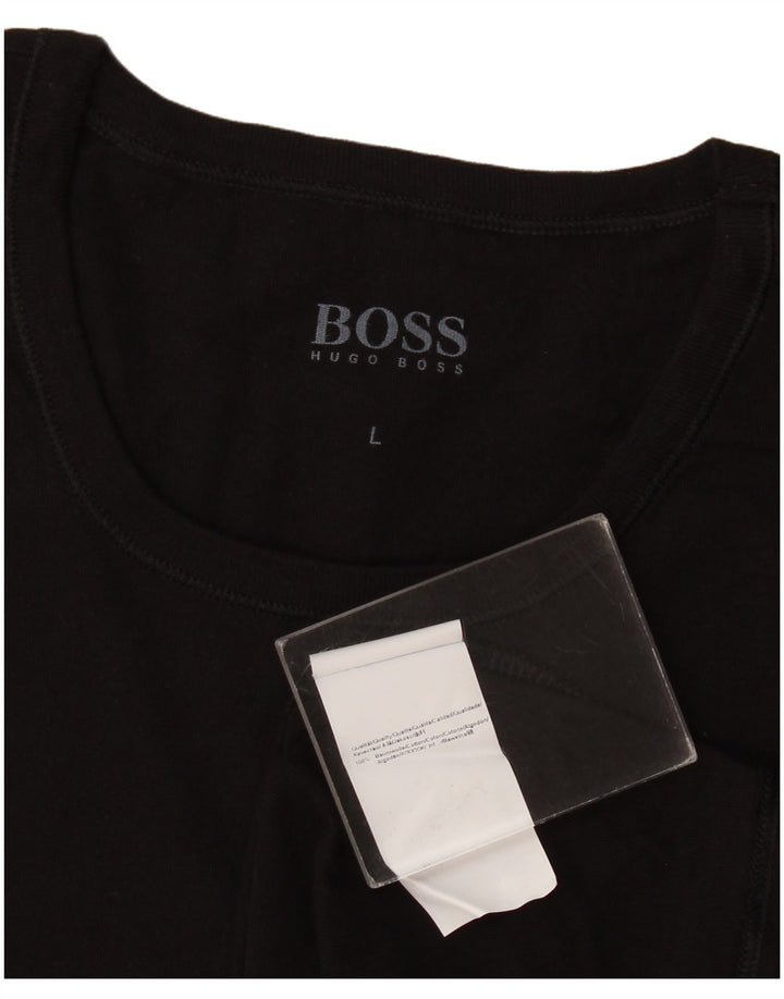 Hugo Boss Mens T-Shirt Top Large Black Cotton