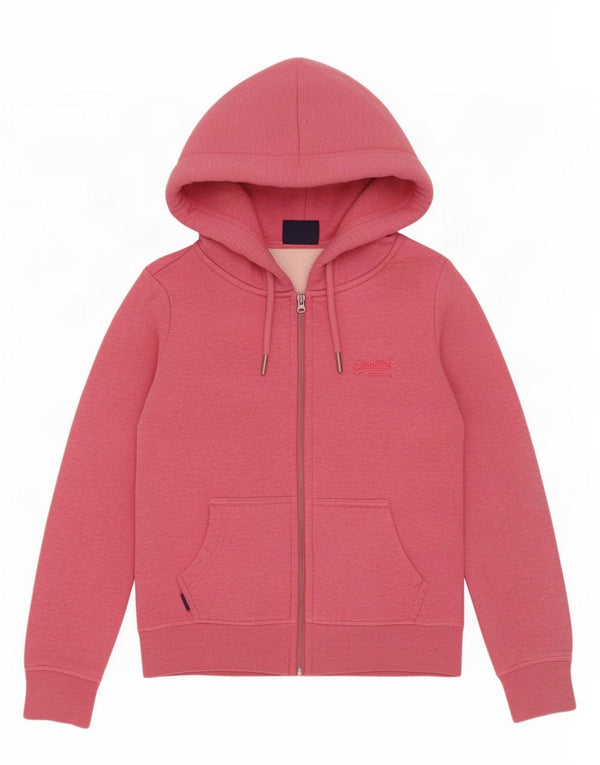 Superdry Womens Zip Hoodie Sweater UK 8 Small Pink Cotton