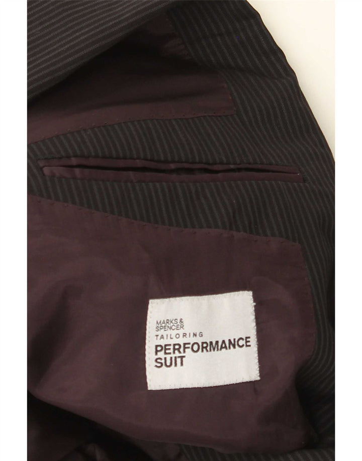Marks & Spencer Mens 2 Button Blazer Jacket UK 38 Medium Black Pinstripe