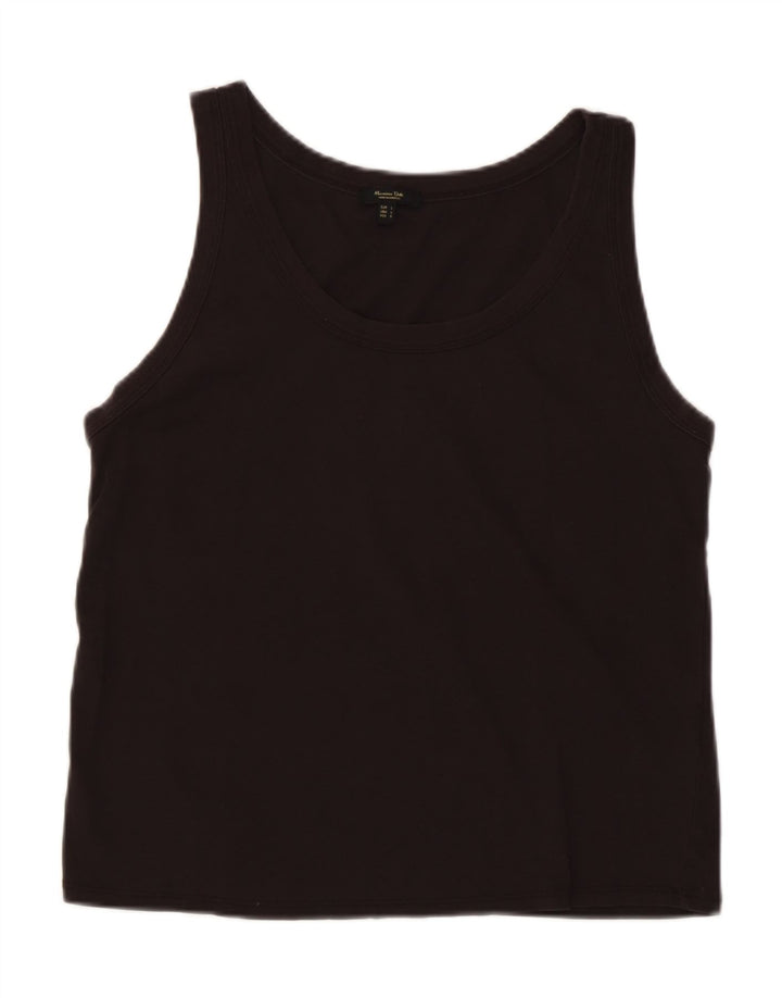 Massimo Dutti Womens Vest Top UK 14 Large Black Cotton